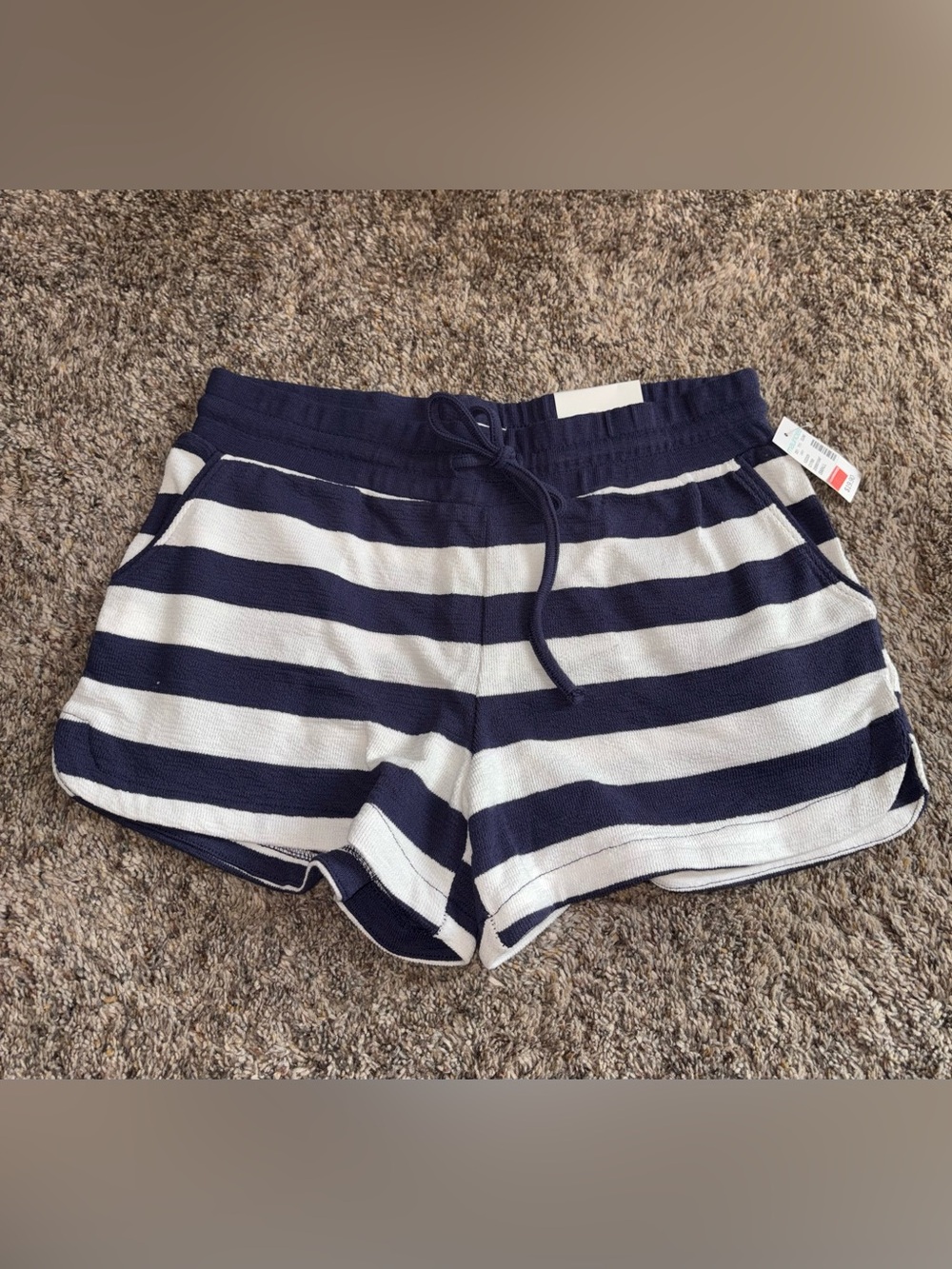 Maurices Navy and White Striped Knit Casual Shorts
